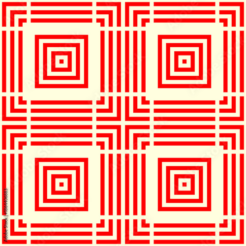 Checks, lines, curves wallpaper. Seamless geometric pattern. Squares background. Polygons ornament. Geometrical motif. Mosaic digital paper. Ethnic textile print. Web design. Embroidery vector