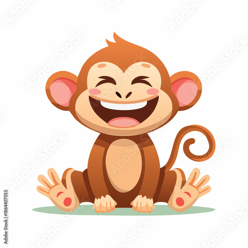 Happy Cartoon Monkey Character with Open Arms.