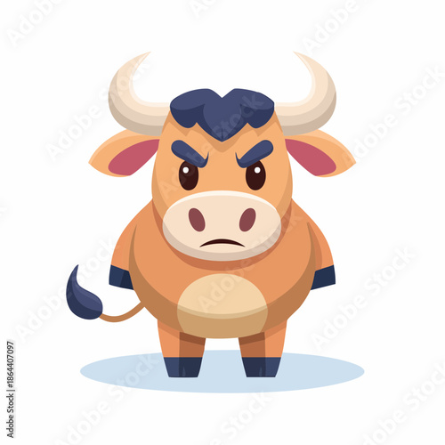 Angry Cartoon Bull with Blue Markings.