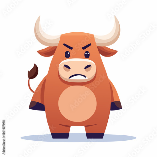Angry Cartoon Cow Character Illustration.