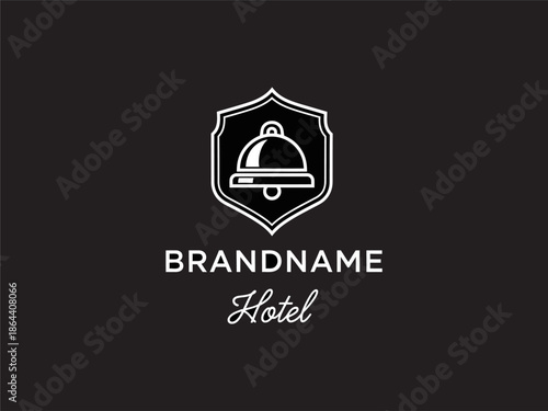 Hotel Logo Design with Cloche Icon.