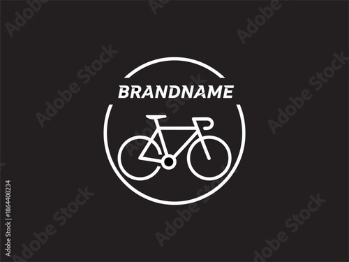 White Bicycle Logo Design on Black.