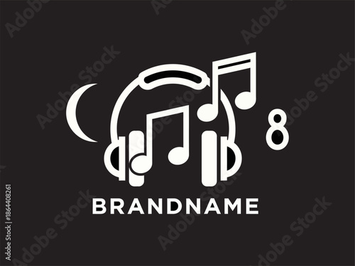 Headphones with Musical Notes Icon Design.
