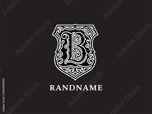 Ornate Crest with Letter B Design.