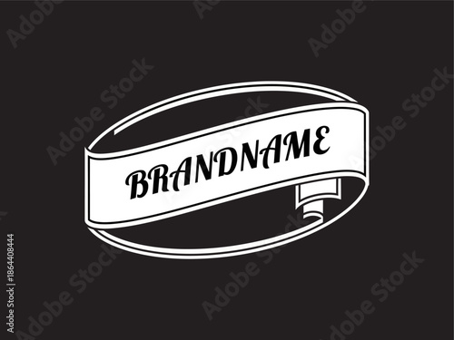 White Ribbon Banner with Brand Name Placeholder.