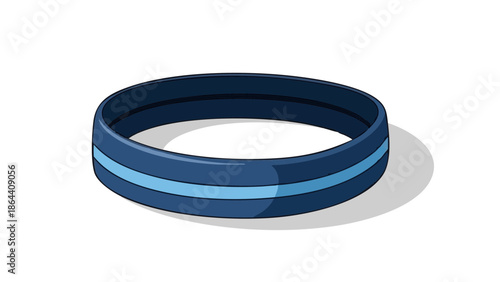 Athletic headband in blue with stripes on white background  