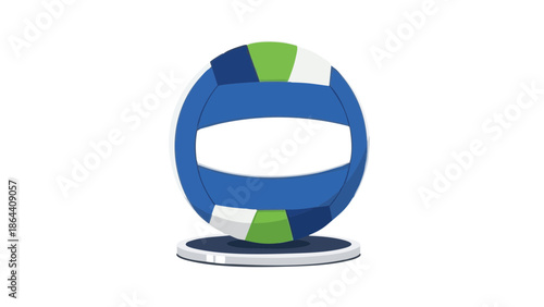 Colorful volleyball displaying logo on a stand for sports promotion  