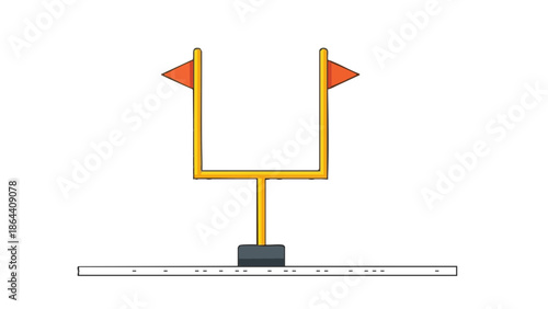 Field goal marker with flags on football field sideline  