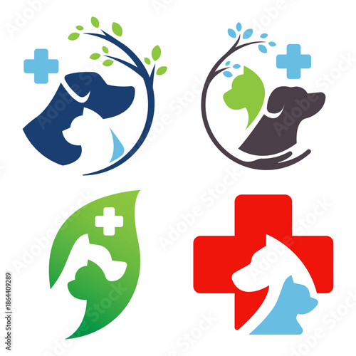 Line art Pet logo design. Suitable for vet care clinic or pet shop.