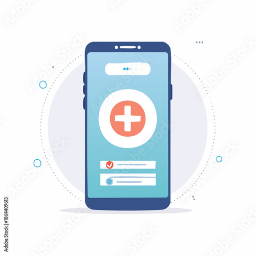 Smartphone displaying medical app icon representing healthcare technology