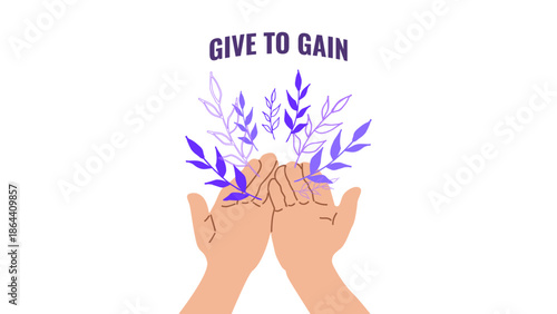 Give To Gain International Women Day Equality Through Generosity empower. Generosity as a path to gender equality. For ads web design marketing, and social campaigns. vector illustration.