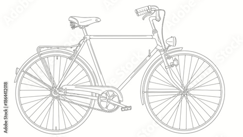 Minimalist Line Drawing of a Classic Bicycle in Black and White