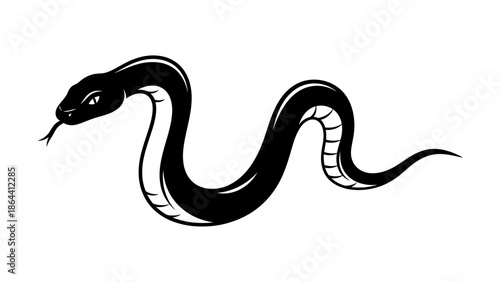 Minimalist Black and White Snake Illustration Emphasizing Simplicity and Elegance