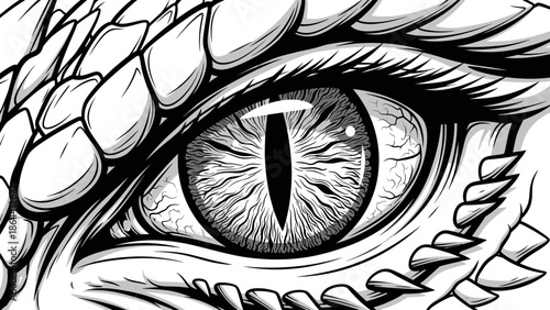 Intriguing close-up of an eye with a reptilian slit pupil and detailed scales emphasizing mystique