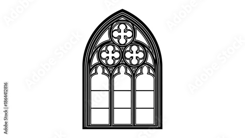 Intricate gothic-style stained glass window featuring ornate tracery and quatrefoil designs in