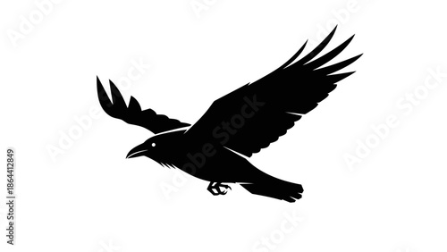 Stylized silhouette of a soaring bird with outstretched wings in flight