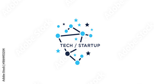 Abstract Geometric Logo Depicting Tech Startup on Isolated White Background