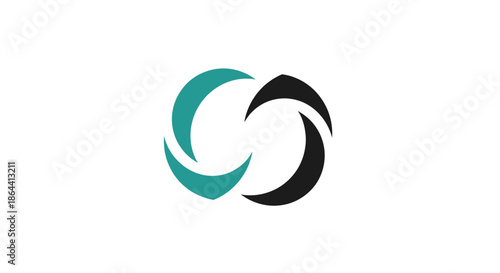 Abstract Geometric Logo Design Composed of Circular Forms in Teal and Charcoal