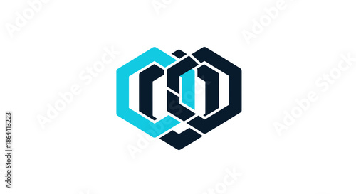 Abstract Geometric Logo Design Composed of Interlocking Hexagonal Shapes