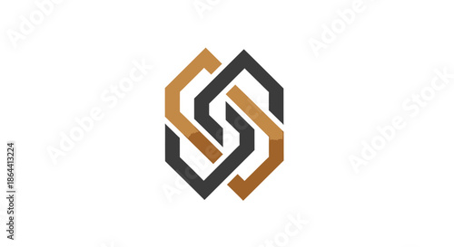 Abstract Geometric Logo Design Composed Of Interlocking Hexagon Shapes With Gradients