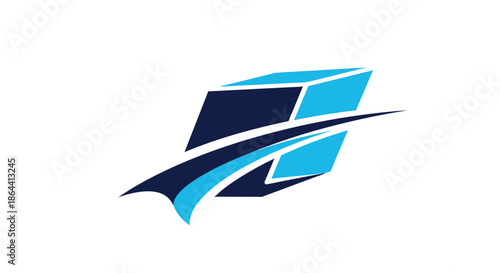 Abstract Geometric Logo Design Concept Depicting Forward Motion and Innovation