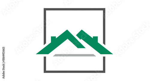 Abstract Geometric Logo Design Showcasing Green Roofs Within a Framed Architectural Concept