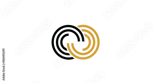 Abstract Geometric Logo Design Showcasing Interlocking Circles in Contrasting Colors, Simple