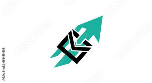 Abstract Geometric Logo Revealing Upward Growth With Arrow and Square Motifs