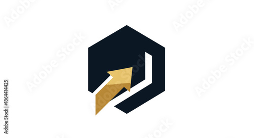 Abstract Geometric Logo With Arrow Indicating Development and Growth In Business