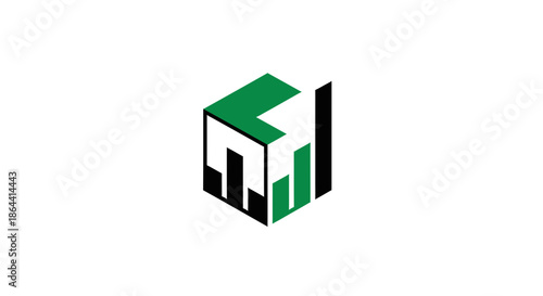 Abstract Geometric Logo With Green And Black Colors For Modern Business Branding