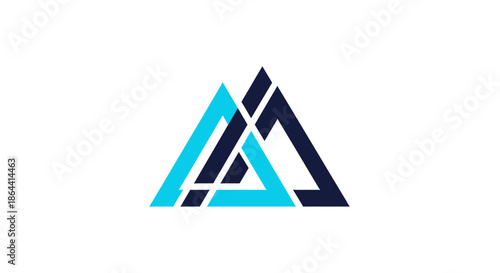 Abstract Geometric Logo With Two Intersecting Triangles in Teal and Navy Blue