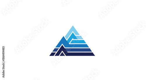 Abstract Geometric Mountain Logo Design in Shades of Cobalt Blue and White Space