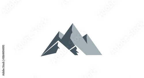 Abstract Geometric Mountain Range Design On White Background Minimalist Style Illustration