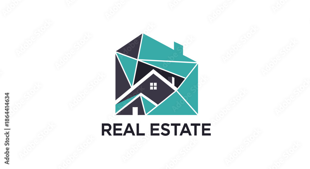 Fototapeta premium Abstract Geometric Real Estate Logo Design For Property Business Or Agency
