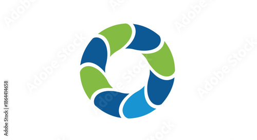 Abstract Geometric Ring Design Featuring Various Shades Of Blue And Green Colors