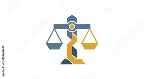 Abstract Geometric Scales Symbolizing Balance And Equilibrium, Modern Law Concept