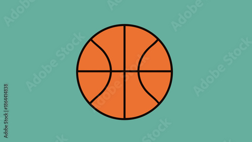 Minimalist Illustration of a Classic Basketball with Bold Line Details on a Solid Background