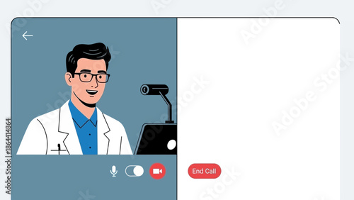 Video Call with a Professional Doctor Conducting Telemedicine Consultation