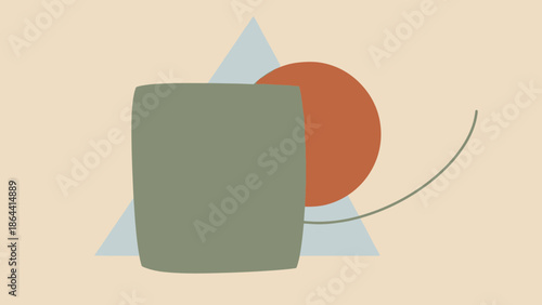 Minimalist Abstract Composition Featuring Geometric Shapes and Soft Color Palette for Modern Art