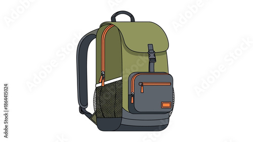 Stylish and Functional Green Backpack with Multiple Compartments for Everyday Use