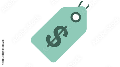Minimalist Digital Illustration of a Price Tag with a Dollar Sign for Commercial and Branding