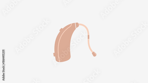 Simplified Illustration of a Classic Hearing Aid Device with a Soft Beige Tone Design for Auditory