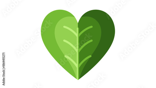 Stylized Heart-Shaped Leaf Illustration Emphasizing Nature and Eco-Friendliness