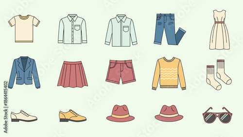 Stylish Casual Clothing and Accessories Set Featuring Shirts, Dresses, and Footwear For Everyday