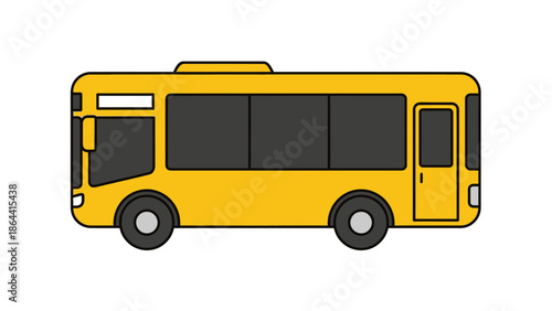 Minimalistic Illustration of a Bright Yellow School Bus with Simplified Design and Clear Lines