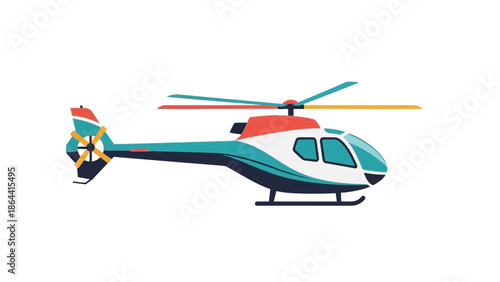 Modern colorful helicopter illustration with sleek design and vibrant color accents for aviation
