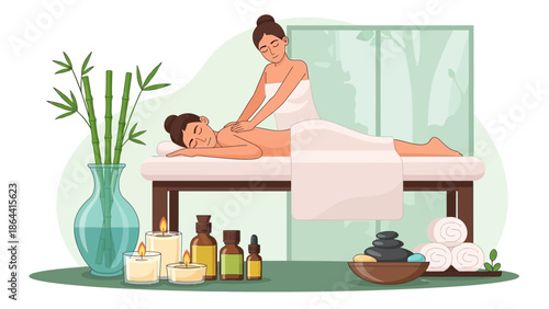 Relaxing indoor massage therapy session with soothing ambiance and wellness products