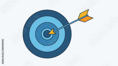 Visual representation of achieving goals with a dart hitting the bullseye on a target