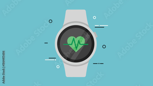 Modern digital health wearable device displaying heart rate tracking on a vibrant blue background