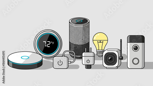 Smart home device array showcasing interconnected technology for modern living
